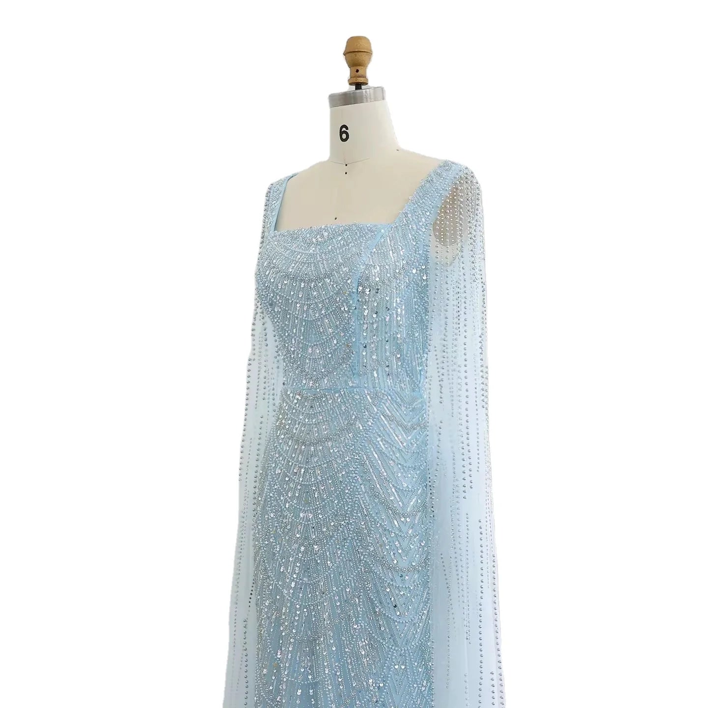 2025 Saudi Arabic Mermaid Evening Dress With Beaded Cape Sleeves for Formal Occasion Customize