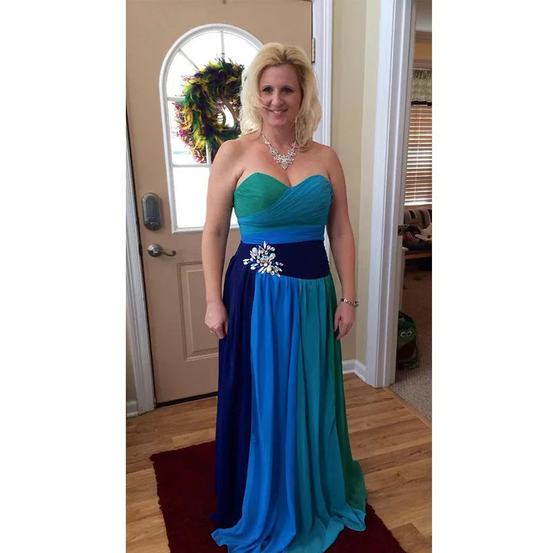 A-Line Prom Dresses Color Block Sleeveless Strapless Satin With Pleats Party Evening Party Gown