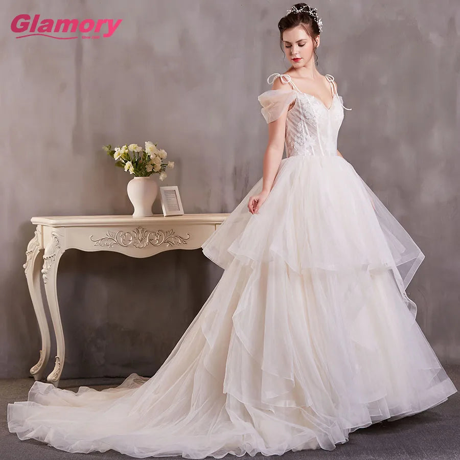 Vestido De Noiva Wedding Dress Sweetheart Neck Dresses Off Shoulder Ruffles Skirt Bridal Gown