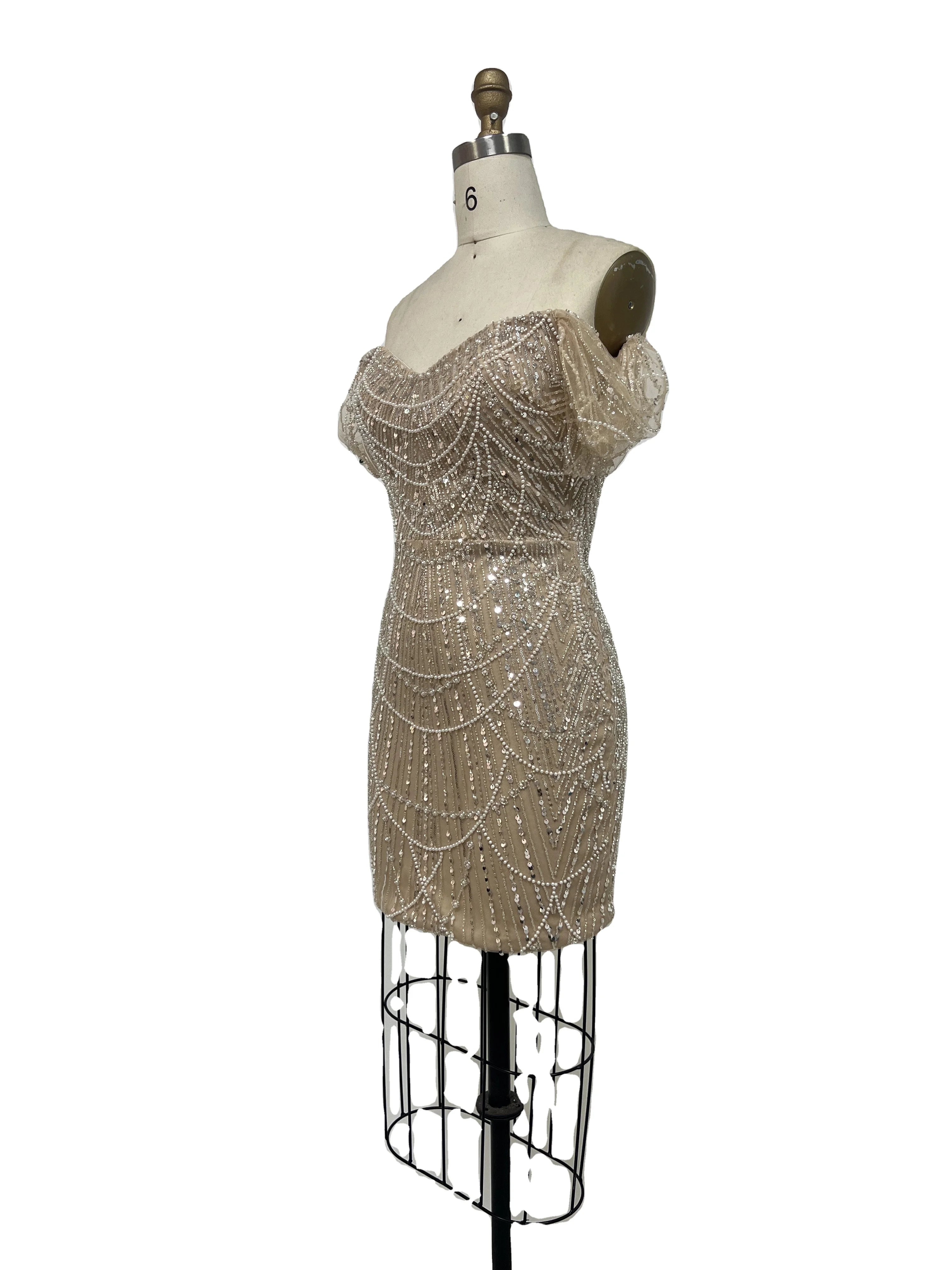 Luxury Dress Women Celebrity Party Wear Long Sleeve Beaded Evening Dresses Gowns