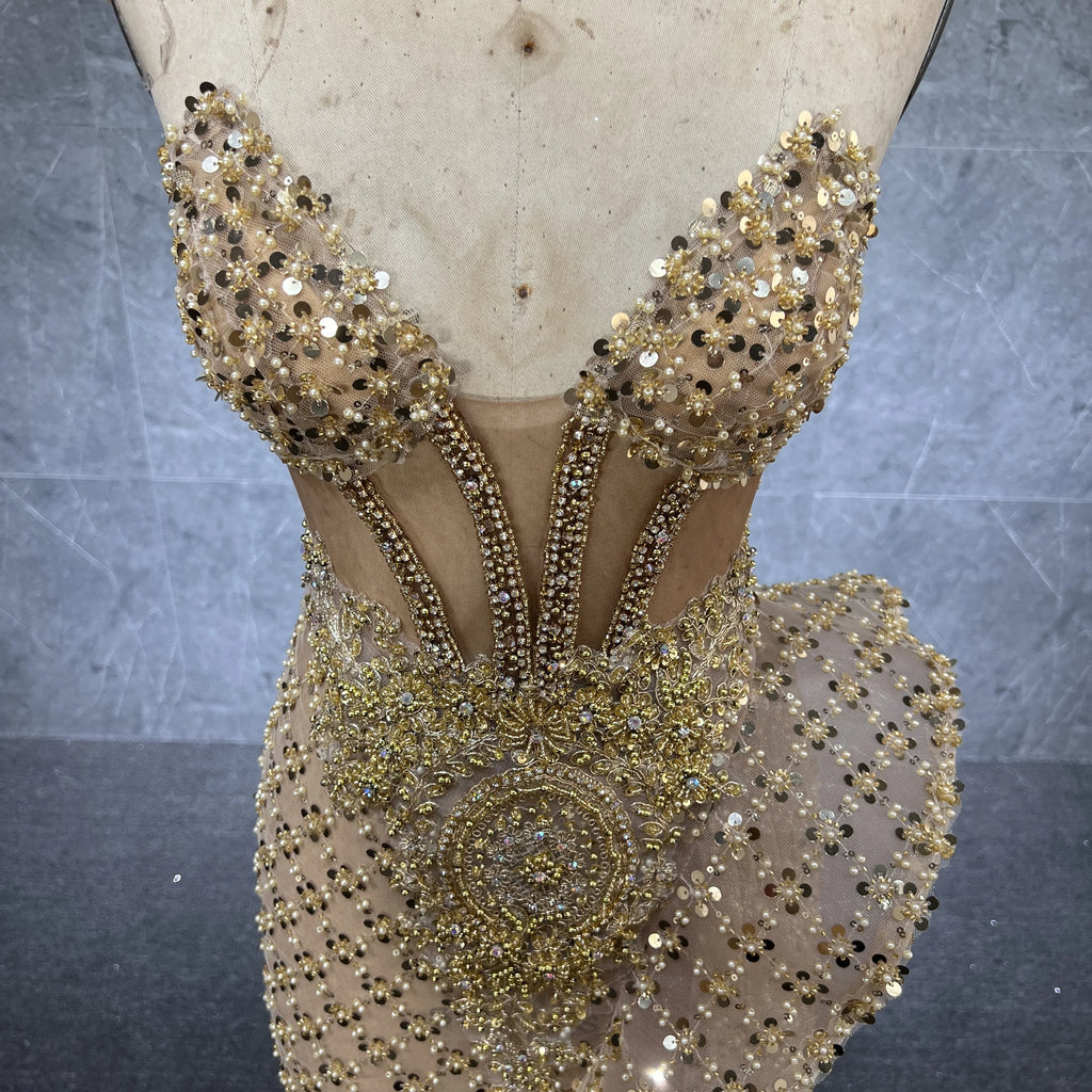 Sexy See Through Sweetheart Black Girls Sparkly Gold Sequin Short Prom Dresses 2022 for Birthday Party Gowns