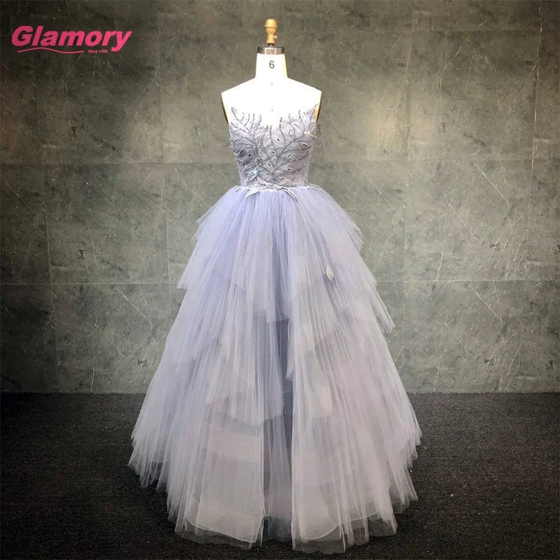 Hot Sale Women Fashion Sweetheart Embroidery Beading Party Prom Sleeveless Princess Ball Gown