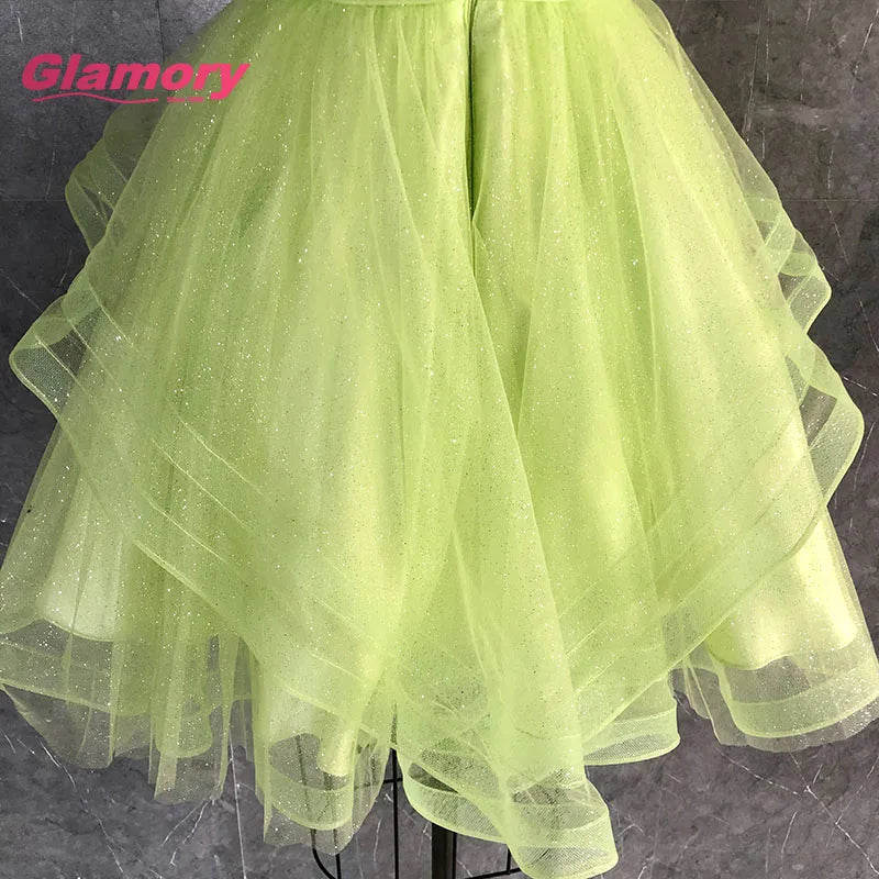 Green Short Prom Party Gown Sweetheart Lace Applique With Beading Mini-length Homecoming Dresses