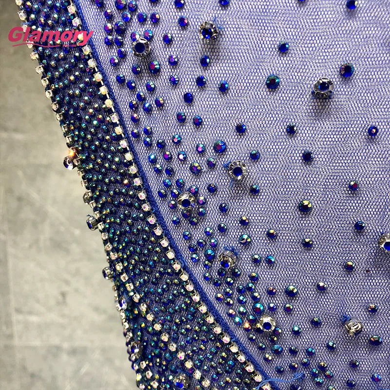 Royal Blue Elegant Beaded Prom Dress High Quality Vestido De Fietsa Sexy Mermaid Long Crystal Party Gowns