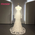 Fashion White Long Sleeve Wedding Dress Plus Size Bride Gown Vestido De Noiva Lace Beading Mermaid Bridal Dresses