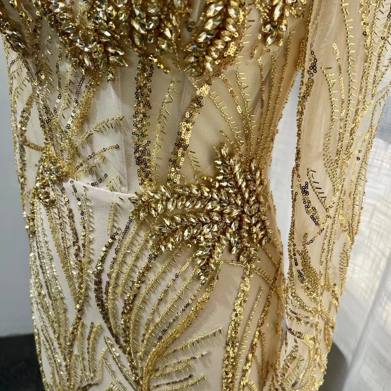 NEW Long Sleeve 2025 Beaded Rhinestone Full Sequin Women Party Elegant Mermaid Luxury Sequin Women Party Elegant Evening Dresses