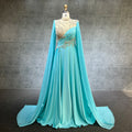 Luxury Dubai Muslim Soft Satin Cap Sleeve Formal Party Evening Gowns Women Wedding  Evening Dresses
