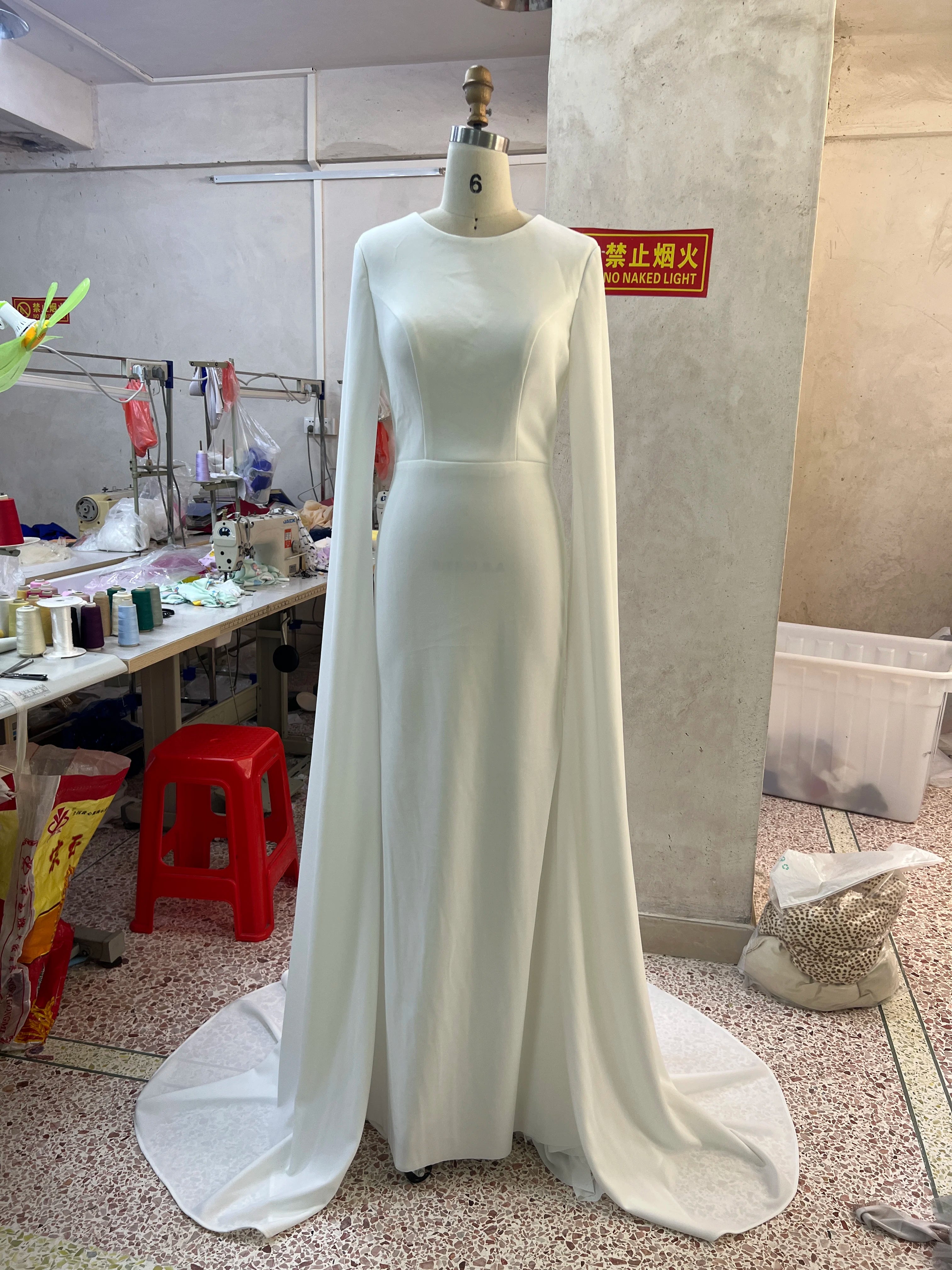 Sweeping Crepe Gown Satin Wedding Dresses Bridal Gowns Women Wedding Guest Formal Party Dress