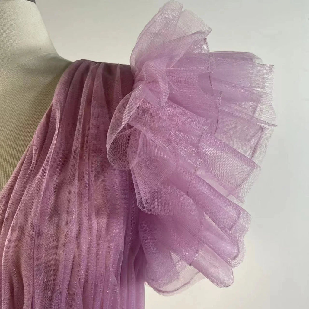 Fuchsia Sexy Split Long Tulle Women Prom Dress A-line Summer Elegant Evening Birthday Party Gown