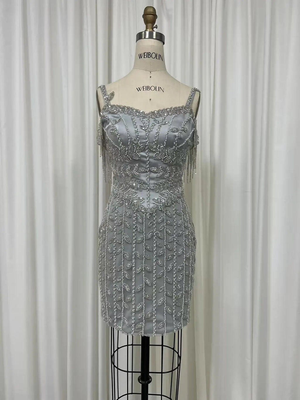 Short Saudi Arabic Luxury Tassel Straight Pink Evening Dress for Women Wedding Formal Party Gowns