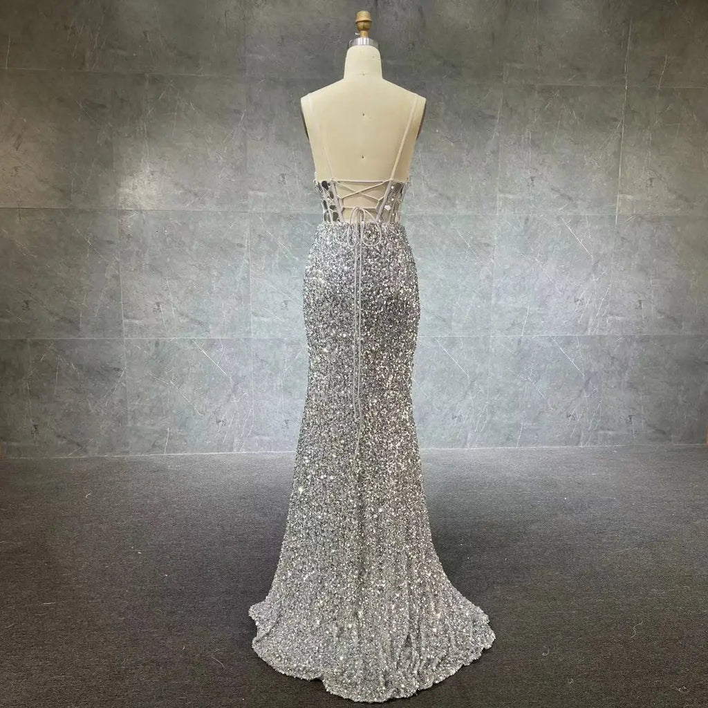 Sexy Spaghetti Straps Wine Red Sequin Mermaid Prom Evening Dresses 2024 Elegant Black Silver Long Party Gowns