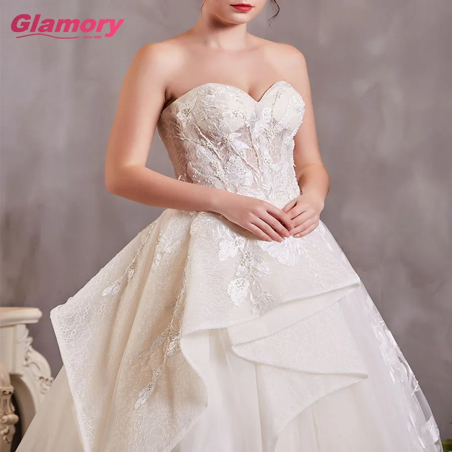 2020 Luxury Wedding Dress Applique Couture Sweetheart Wedding Gown With Detachable Skirt