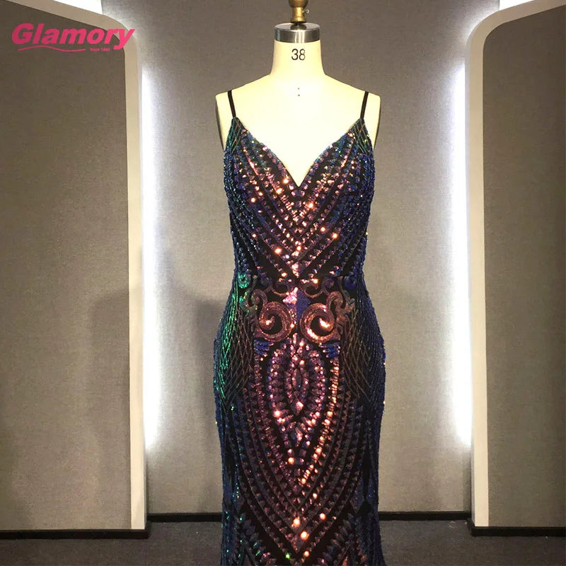 New Fashion 2020 Prom Women Summer Sequin Sweetheart Floor-length Long Dress Sexe Backless Evening Gowns