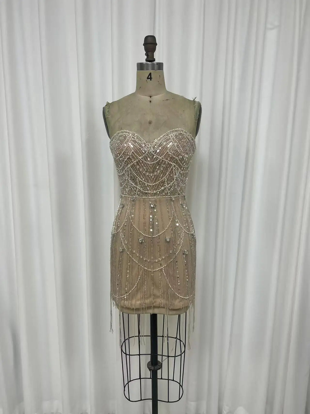 NEW Arrival Sexy Beaded Tassel Prom Dress Celebrity Party Sweetheart Mini Short Fashion Dress