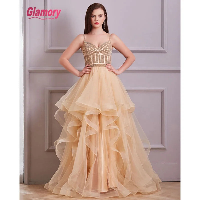 Hot Selling Tulle Party Dress Long Evening Dress Vestido Prom Dresses Night Gowns