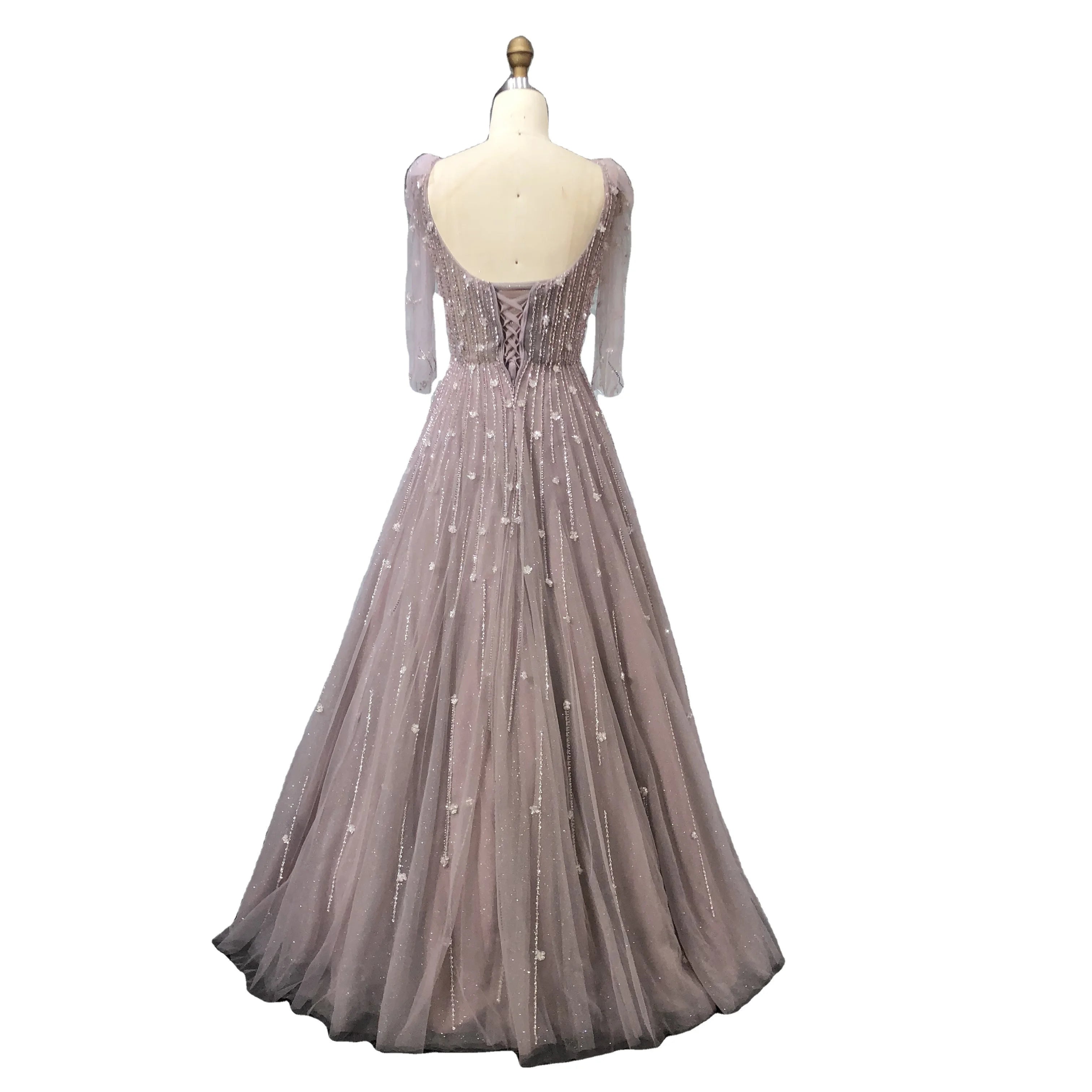 New Style Gorgeous A-line Glitter Tulle Evening Dress Spaghetti Strap With Bow Decoration Crystal Beading Party Gowns