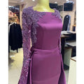 2022 New Arrival Muslim Satin Evening Dresses Purple Formal Party Evening Dresses for Women Luxurious
