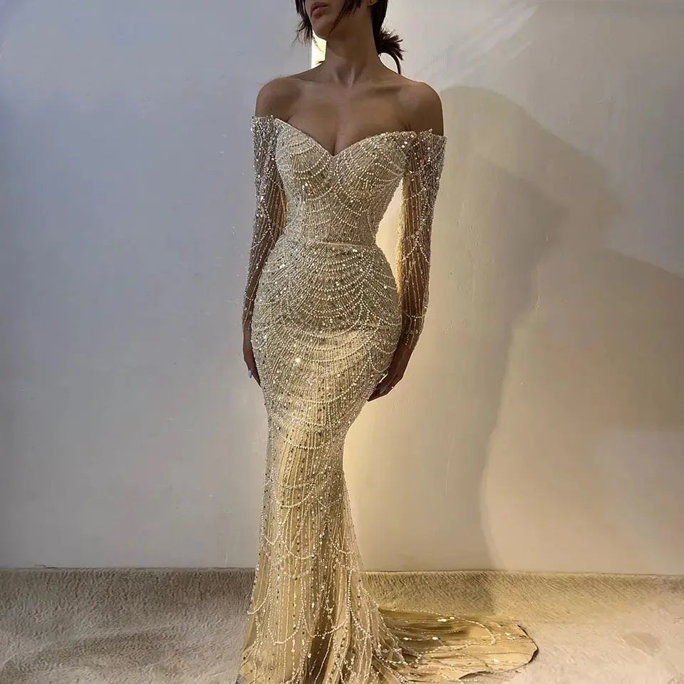 Luxury Dubai Mermaid 2024 Evening Dresses Elegant Saudi Arabia Formal Party Gowns for Women Wedding