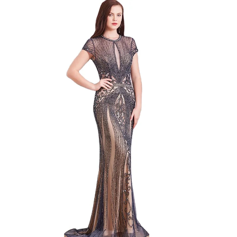 New Design Hand-beaded Ladies Pary Wear Gown Mermaid Prom Dress With High Quality