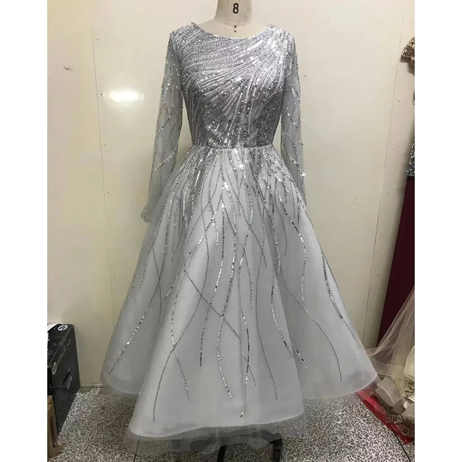 2021 Green a Line One Shoulder Sexy Party Dresses Beaded Mid Length Evening Gowns for Women Wear