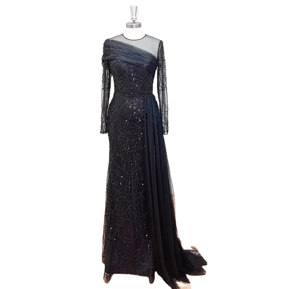 Elegant Dubai Mermaid Evening Dresses for Women 2024 Luxury Off the Shoulder Formal Prom Wedding Party Gowns With Overskirtt