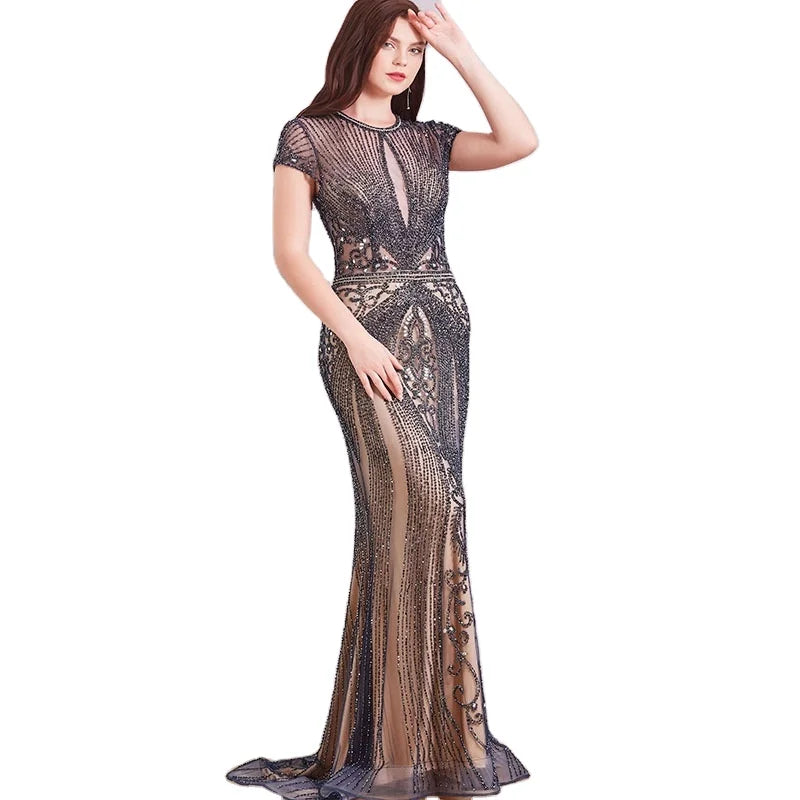 New Design Hand-beaded Ladies Pary Wear Gown Mermaid Prom Dress With High Quality