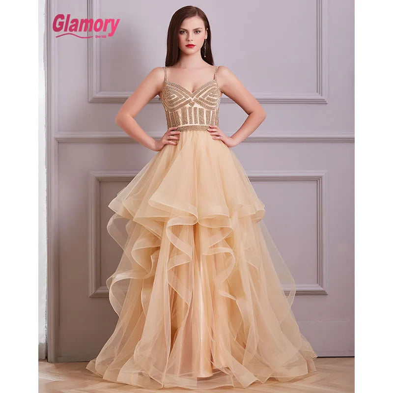Hot Selling Tulle Party Dress Long Evening Dress Vestido Prom Dresses Night Gowns