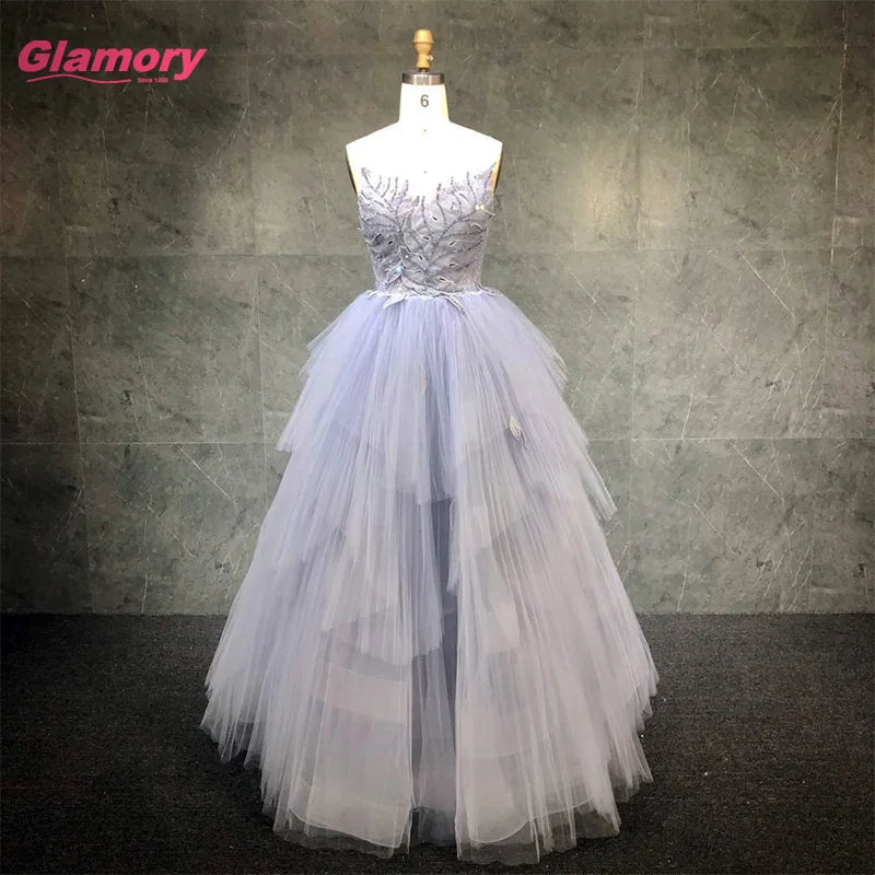 Hot Sale Women Fashion Sweetheart Embroidery Beading Party Prom Sleeveless Princess Ball Gown