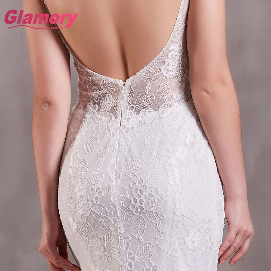 V Neck Sleeveless Lace Mermaid Wedding Dress for Wedding Day