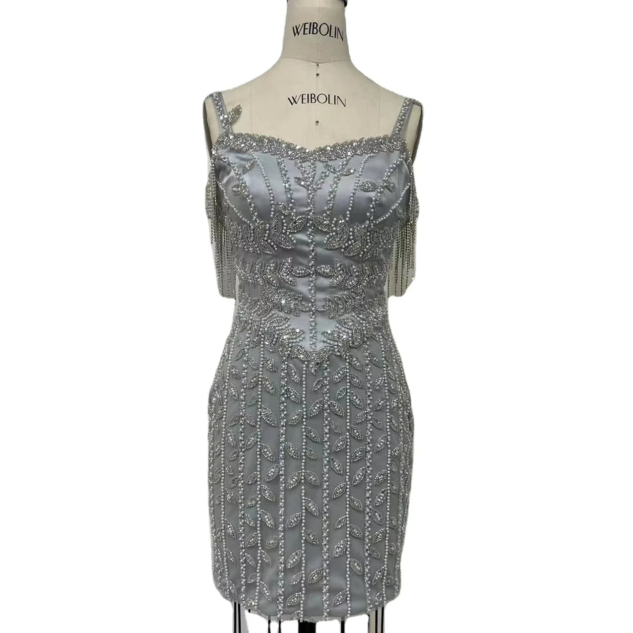 Short Saudi Arabic Luxury Tassel Straight Pink Evening Dress for Women Wedding Formal Party Gowns