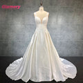 2020 Custom Made Elegant Vestido De Noiva Soft Satin Lace Appliqued Wedding Ball Gown Bridal Dresses