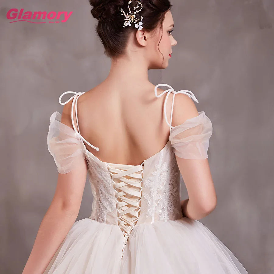 Vestido De Noiva Wedding Dress Sweetheart Neck Dresses Off Shoulder Ruffles Skirt Bridal Gown