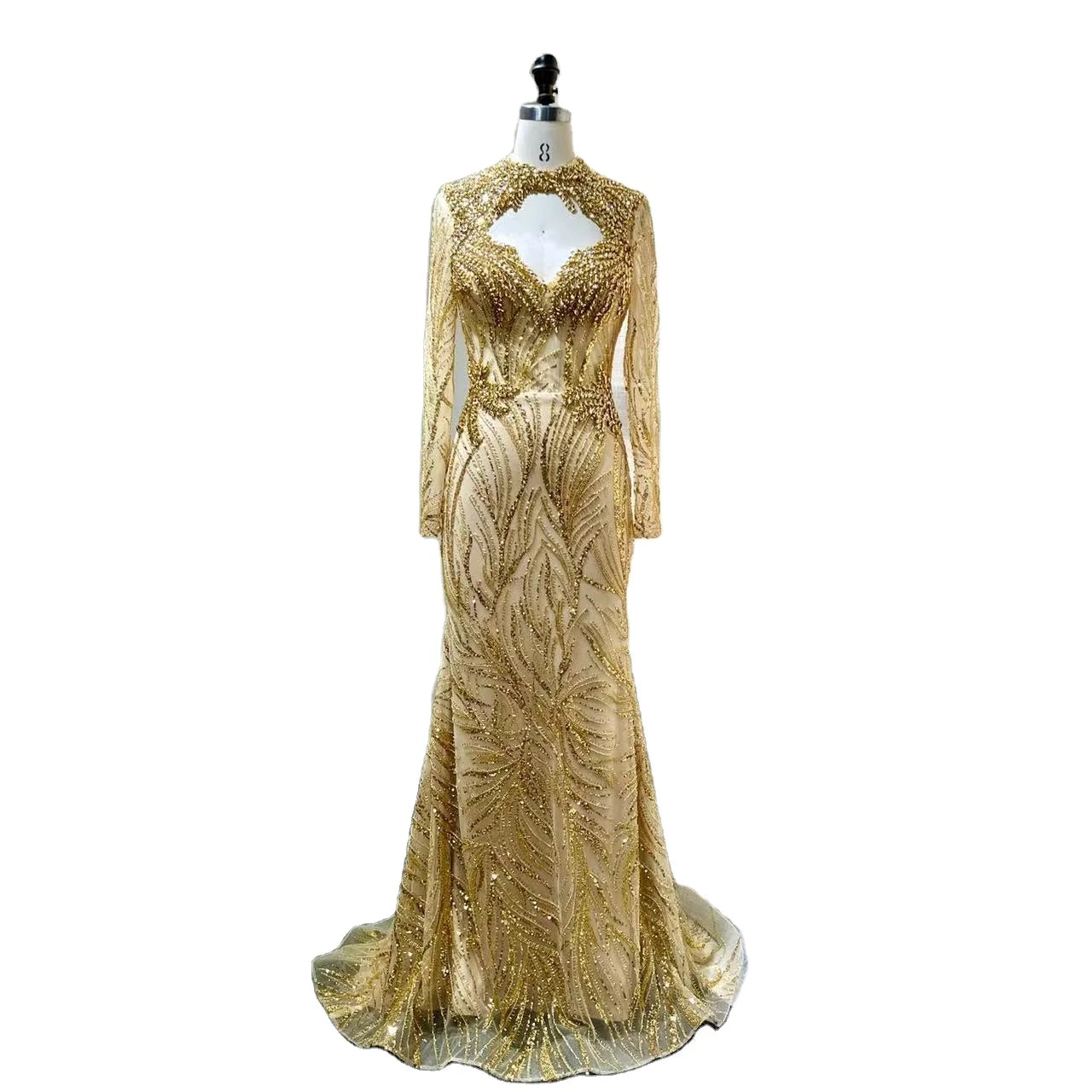 NEW Long Sleeve 2025 Beaded Rhinestone Full Sequin Women Party Elegant Mermaid Luxury Sequin Women Party Elegant Evening Dresses