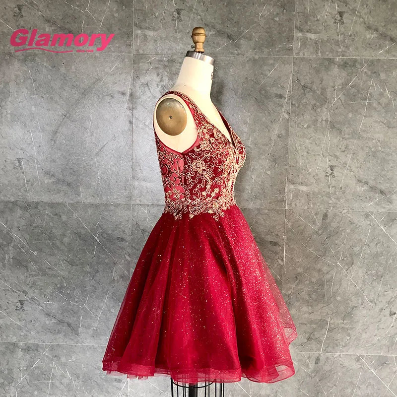 2020 Summer New Style Red Beading Lace Cheap Homecoming Dresses Short Party Dress Prom Made in China