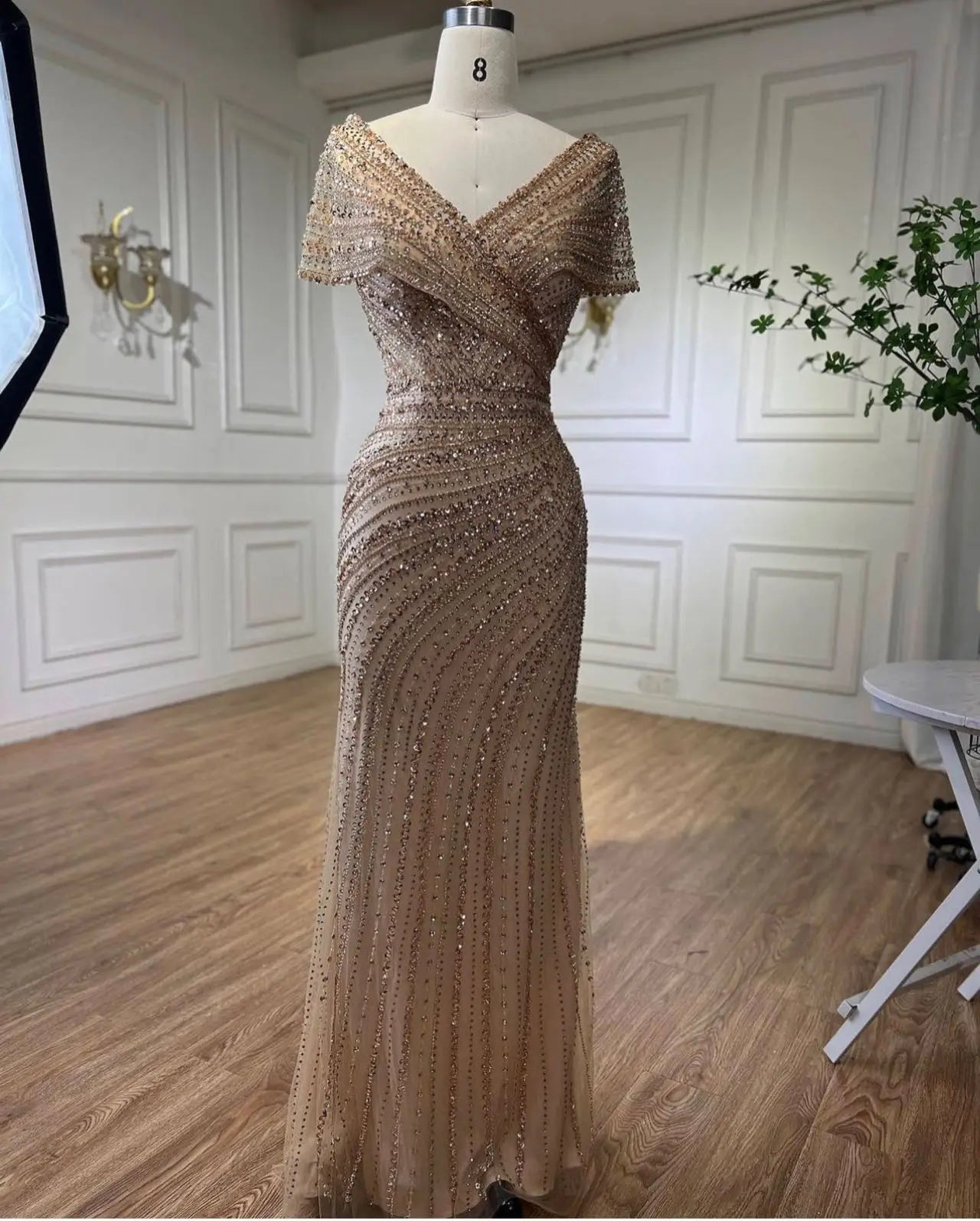 Silver Nude Mermaid Evening Gowns for Women 2023 Dubai Luxury Beading Sparkle Sleeveless Sexy Formal Dress