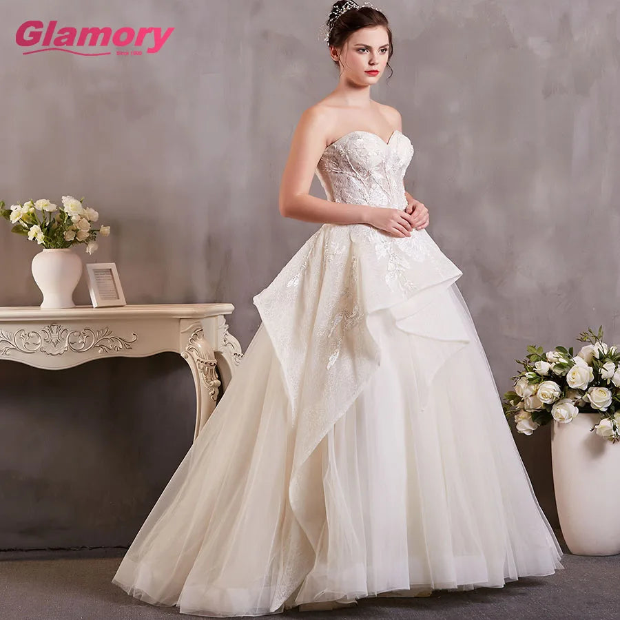 2020 Luxury Wedding Dress Applique Couture Sweetheart Wedding Gown With Detachable Skirt
