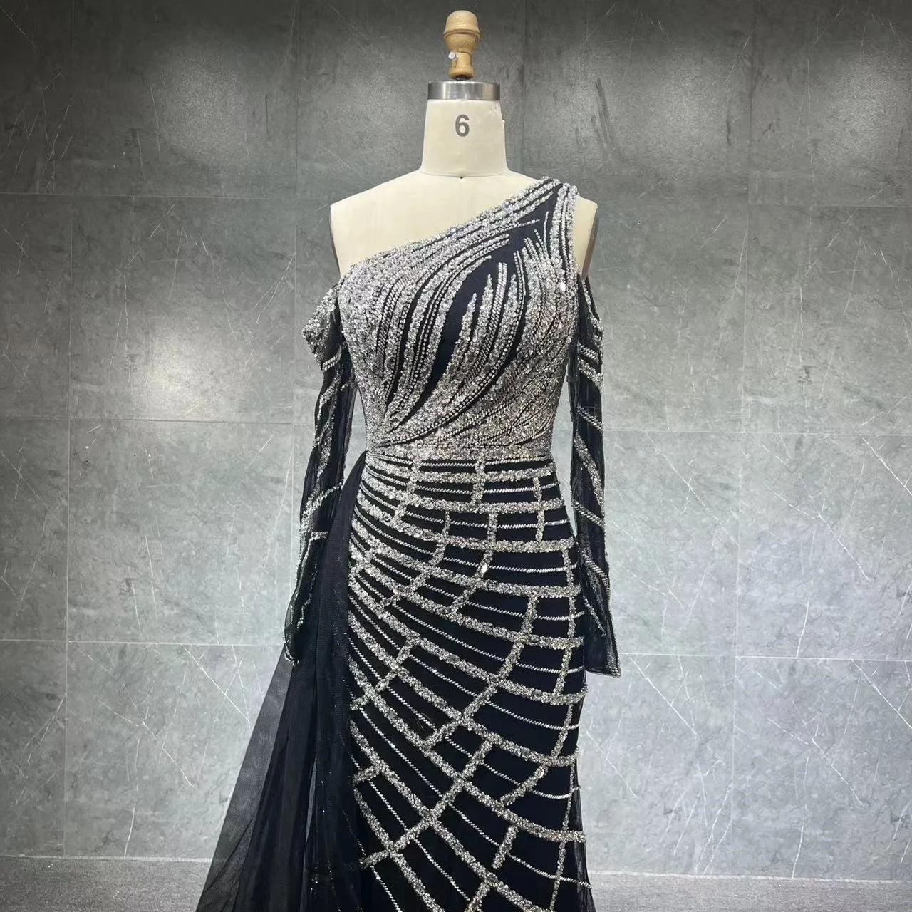 NEW 2024 One Shoulder Luxury Dubai Evening Dress Arabic Mermaid Prom Formal Dress for Wedding Party