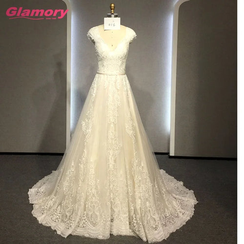 2020 Elegant A-line Appliques Sweetheart Vestidos De Novia High Quality Lace Wedding Dress With Belt