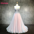 Latest Designs Flower Embroidery Prom a Line Spaghetti Strap Hot Drill Dress Long Formal Evening Gowns