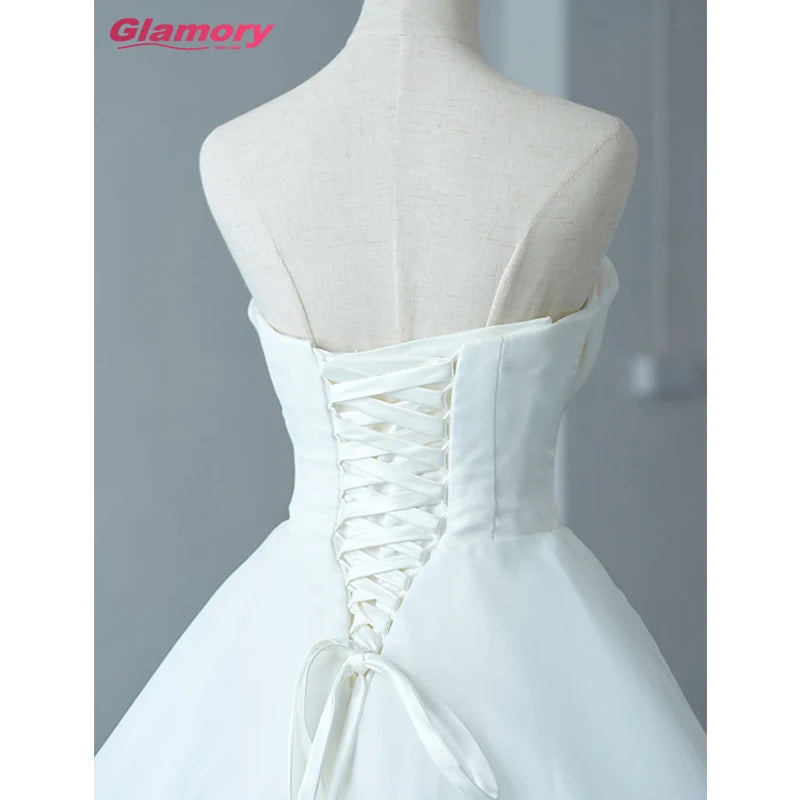 White Africa Dresses Unique Big Bow Long Gowns for Women Ball Gown Bridal Wedding Dress