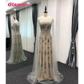 Latest OEM Factory Luxury Evening Elegant O-Neck Long Sleeves With Flutter Sleeves Crystal Beading Mermaid Prom Dress