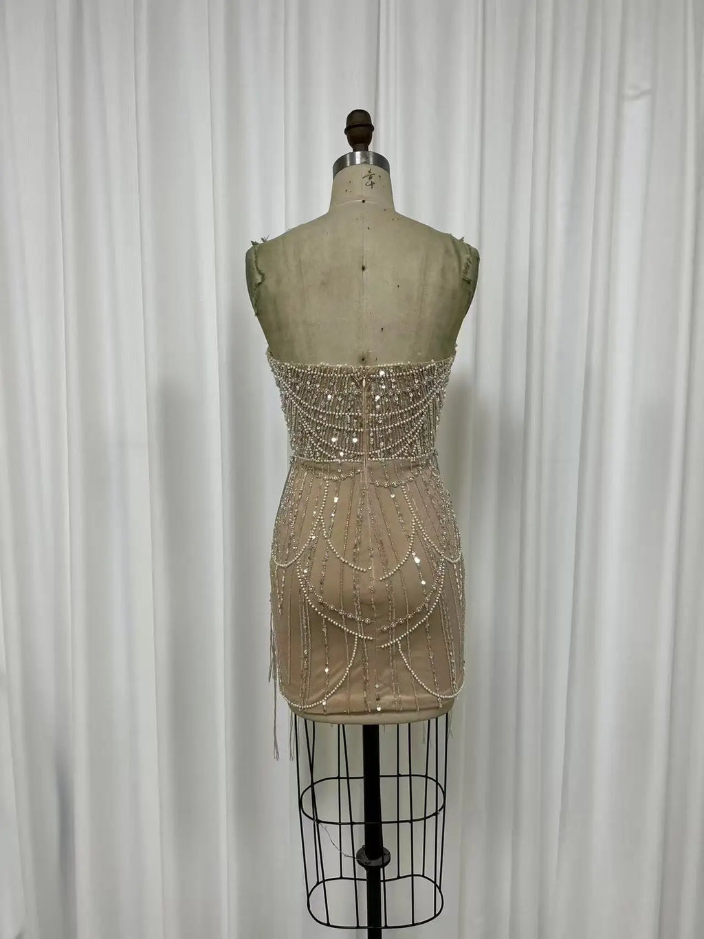 NEW Arrival Sexy Beaded Tassel Prom Dress Celebrity Party Sweetheart Mini Short Fashion Dress