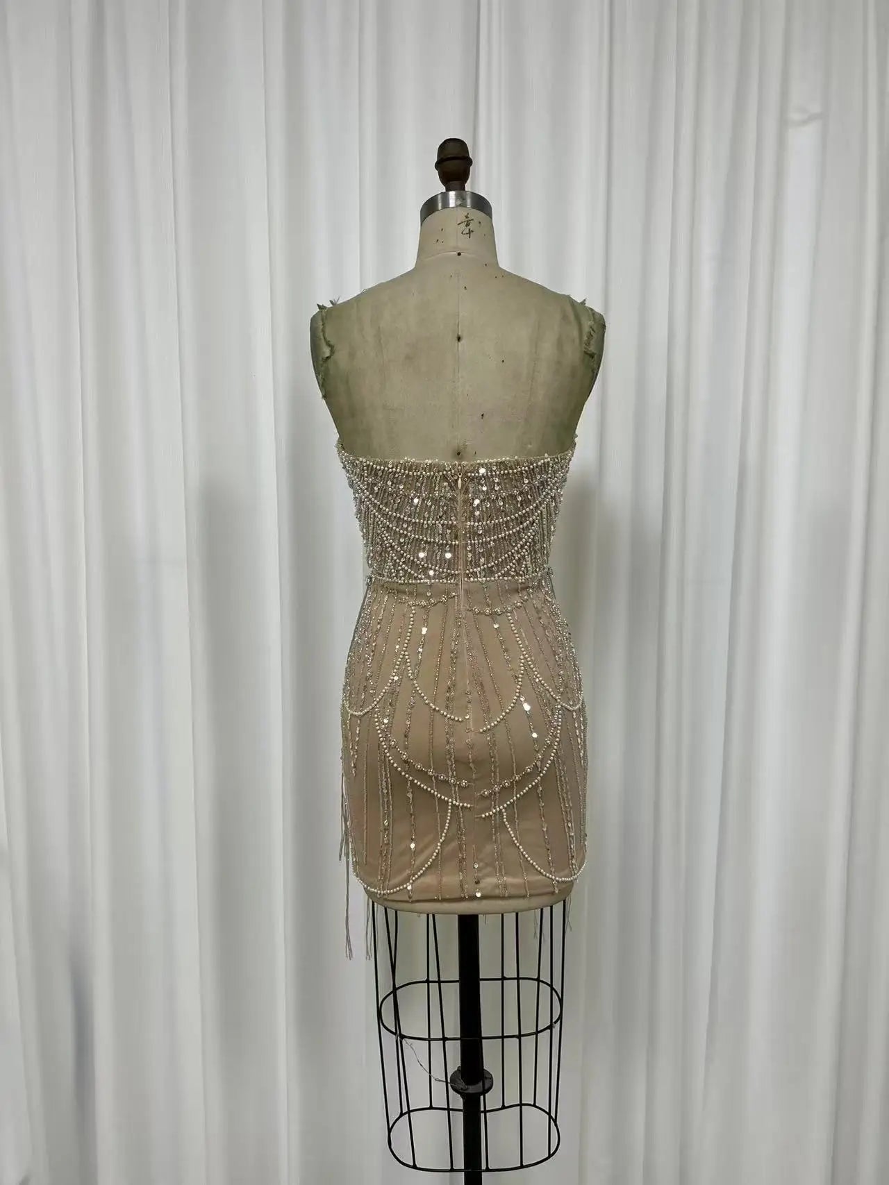 NEW Arrival Sexy Beaded Tassel Prom Dress Celebrity Party Sweetheart Mini Short Fashion Dress