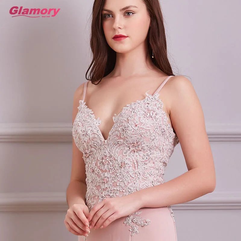 New 2020 Women Lace Appliques Dresses Sweetheart Mermaid Prom Elegant Long Evening Dress