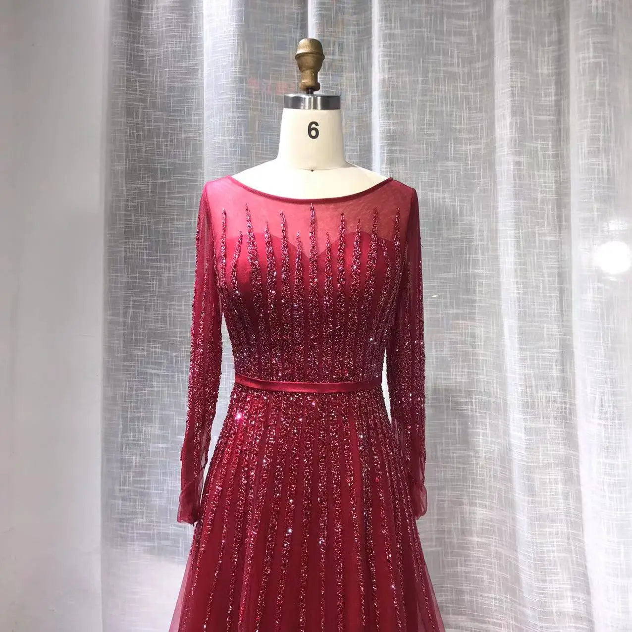 Elegant Muslim a Line Beaded Luxury Dubai Long Evening Dresses Gowns 2024  for Woman Wedding Party Dress