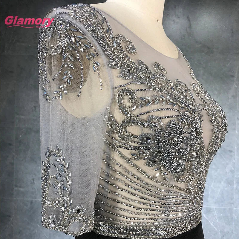 Real Sample Black High Neck Beading Evening Dress Long Women's Mermaid Luxury Custom Made Party Gowns