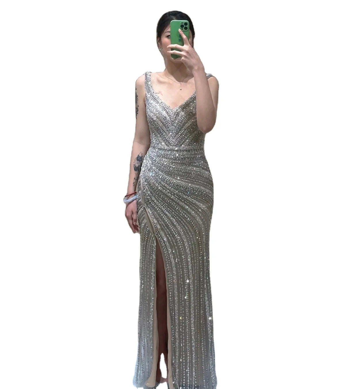 Sexy Mermaid Evening Dresses Spaghetti Straps Side Slit Sleeveless Floor Length Women Formal Dress for Special Events
