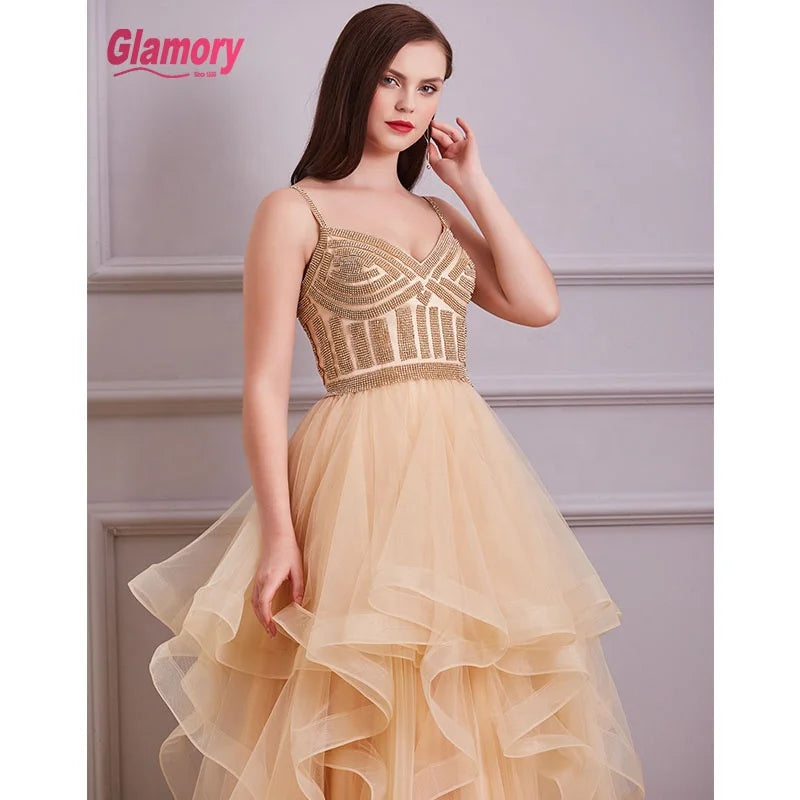 Hot Selling Tulle Party Dress Long Evening Dress Vestido Prom Dresses Night Gowns