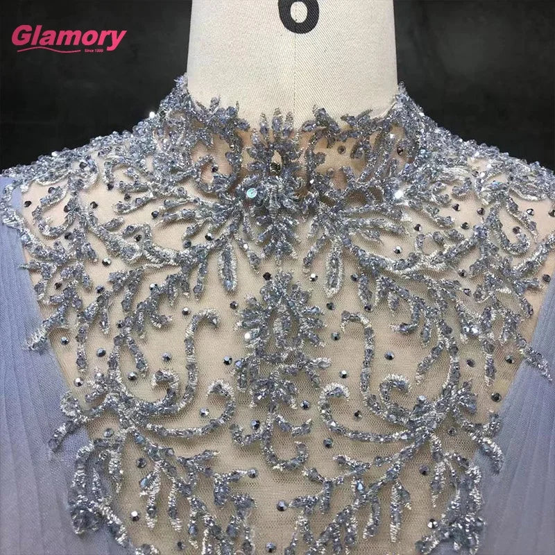 2021 Full Sleeve O-Neck Ball Gown  Beading Embroidery Tulle Floor-length Evening Dresses