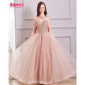 O-Neck Evening Dress  Off Shoulder Beads Handmade Tulle Party Dress